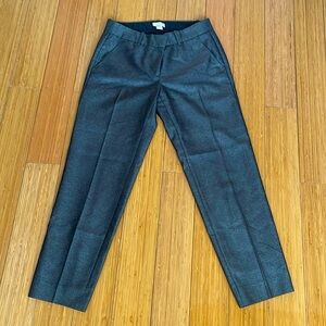 j crew metallic grey cropped dress pant